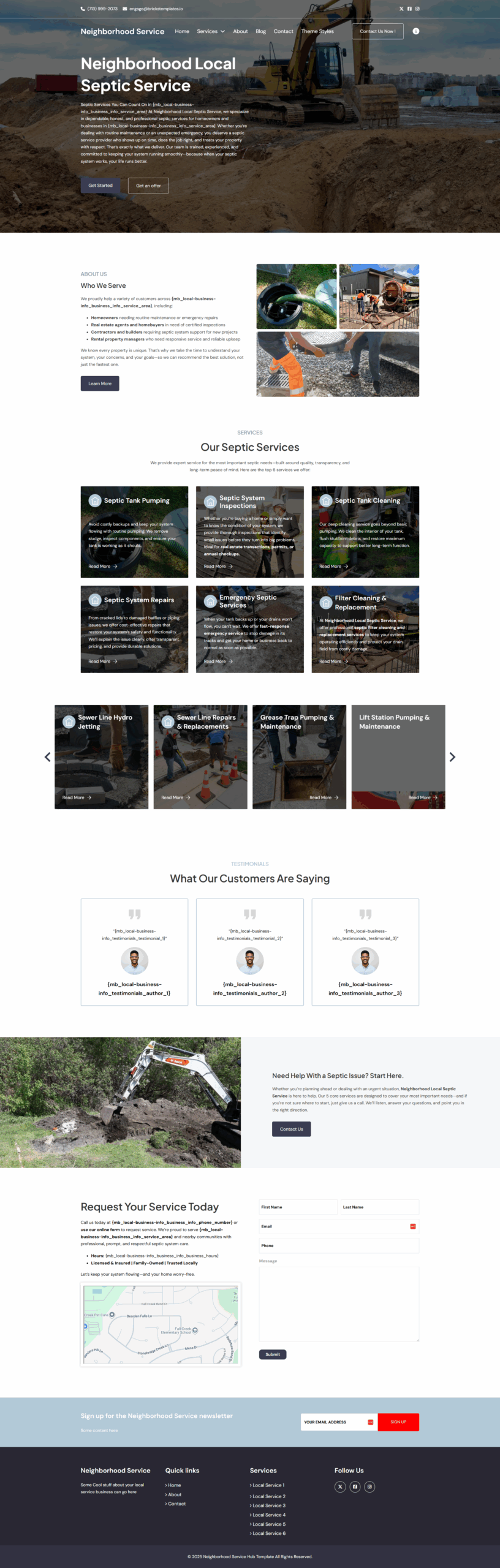Neighborhood Service Hub 1 Neighborhood Service Hub septic website template showcasing professional design for local service providers